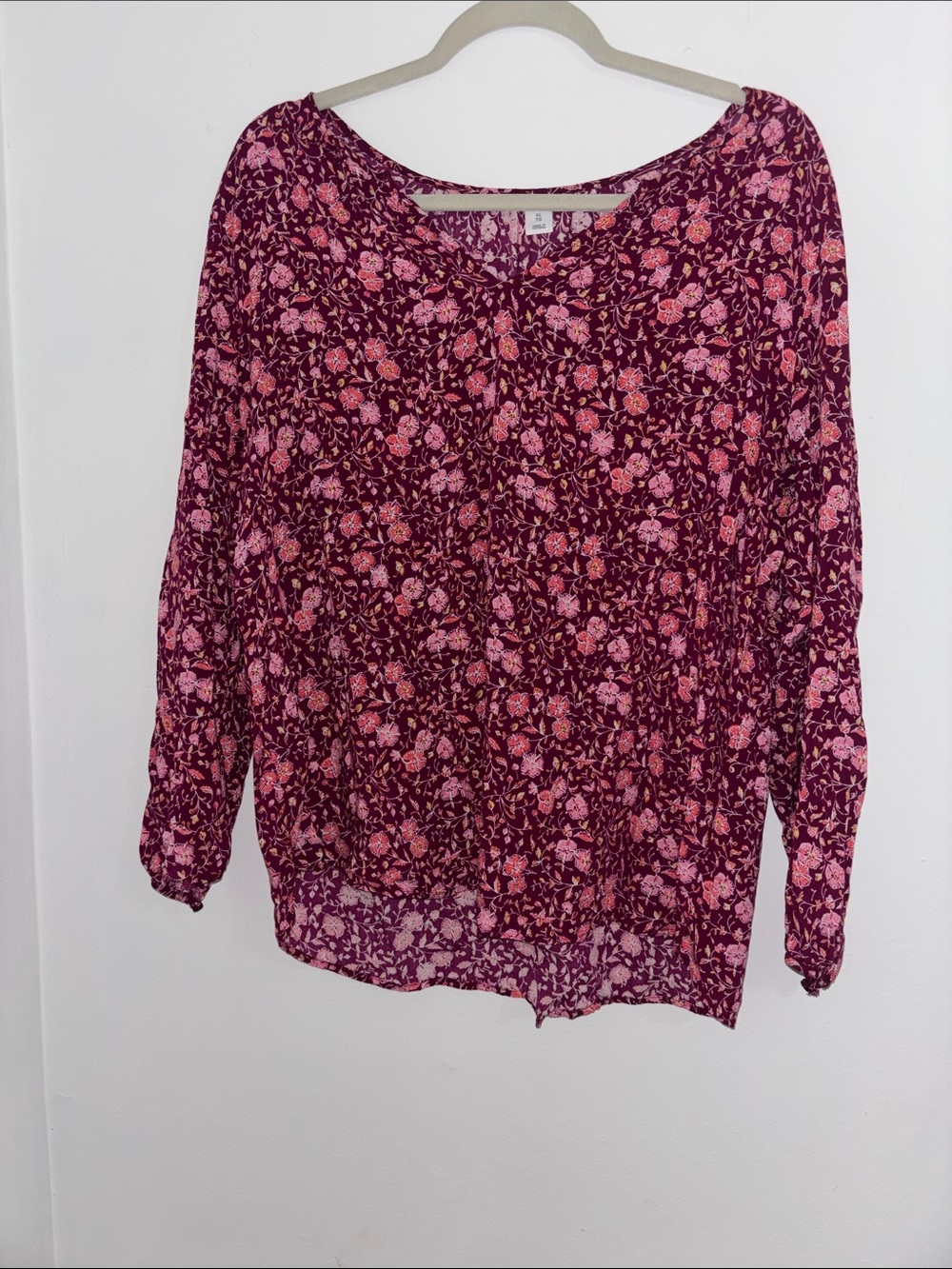 Old Navy Floral Long Sleeve Top - Pink Burgundy